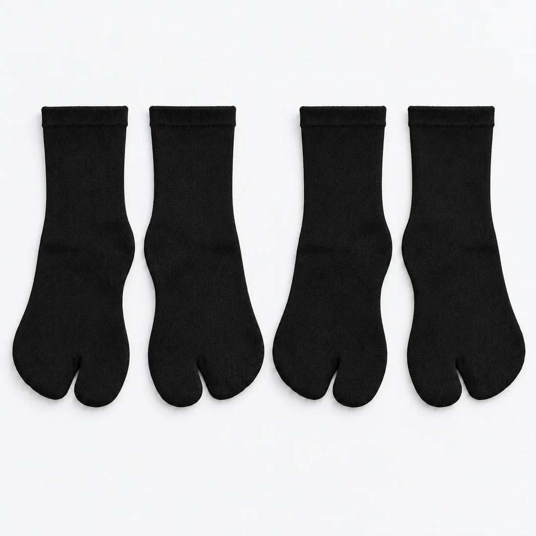 Chaussettes Japonaises Tabi Uni Noir 2 paires
