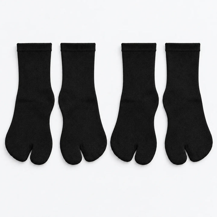 Chaussettes Japonaises Tabi Uni Noir 2 paires