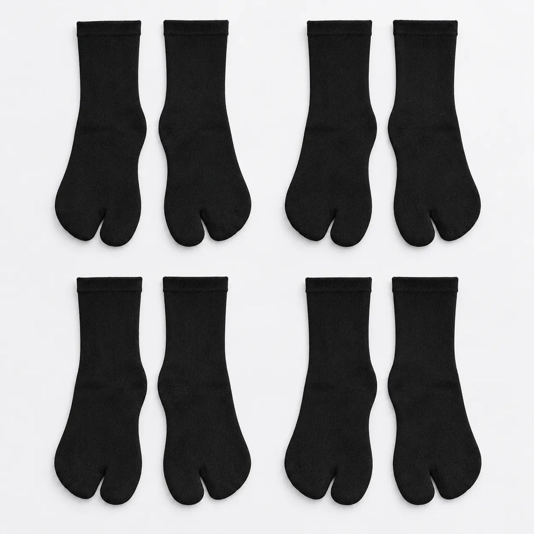Chaussettes Japonaises Tabi Uni Noir 4 paires