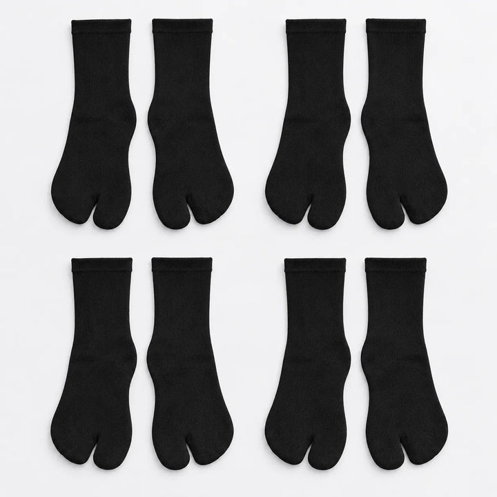 Chaussettes Japonaises Tabi Uni Noir 4 paires