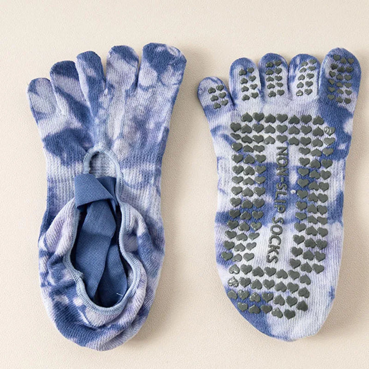 Chaussettes Japonaises de Yoga Antidérapantes Bleu