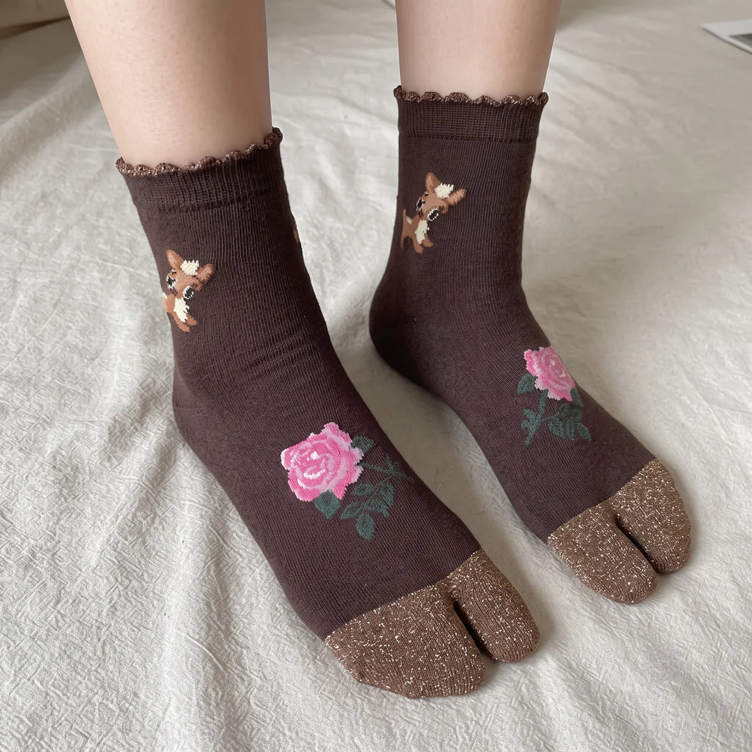 Chaussettes Tabi Motif Rose