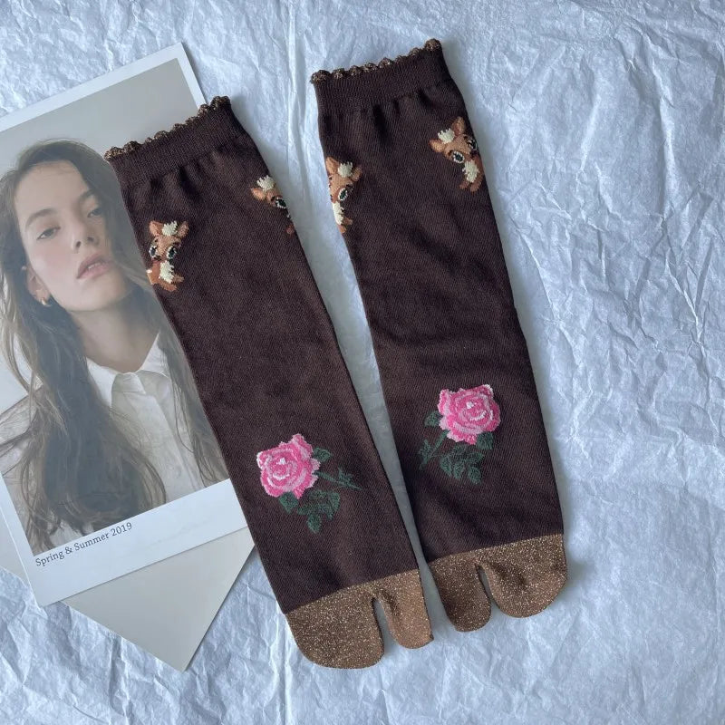 Chaussettes Tabi Motif Rose Chic
