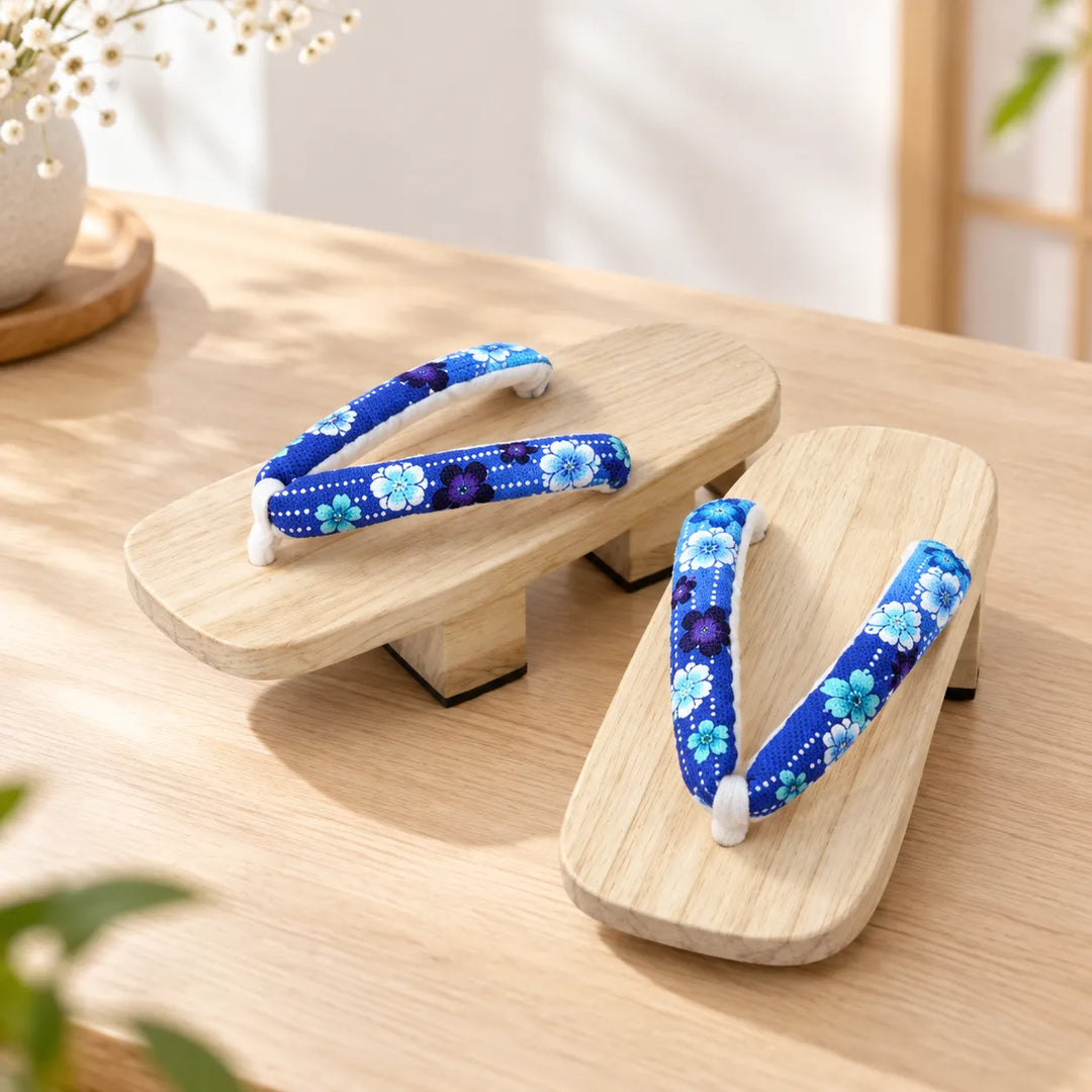 Chaussure Japonaise Geta Bleu