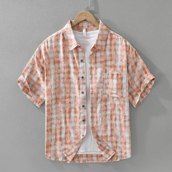 Chemise Estivale Japonaise Carreaux Orange