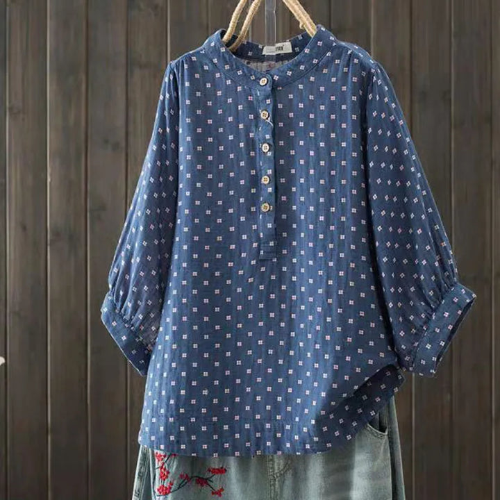 Chemise Japonais Femme Vintage Bleu