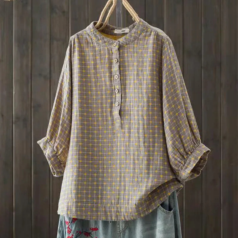 Chemise Japonais Femme Vintage Bleu Chic