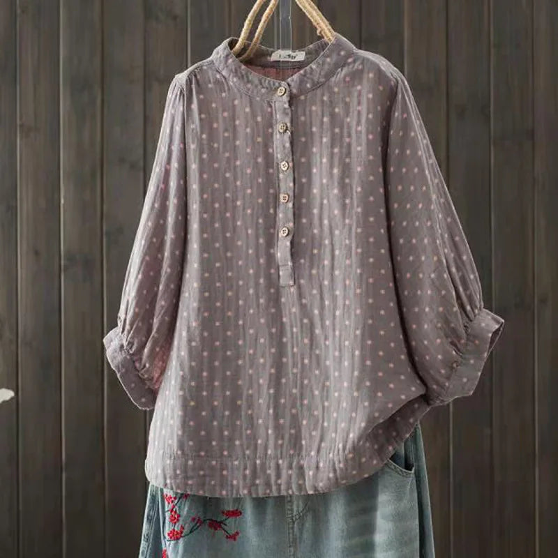 Chemise Japonais Femme Vintage Bleu Violet