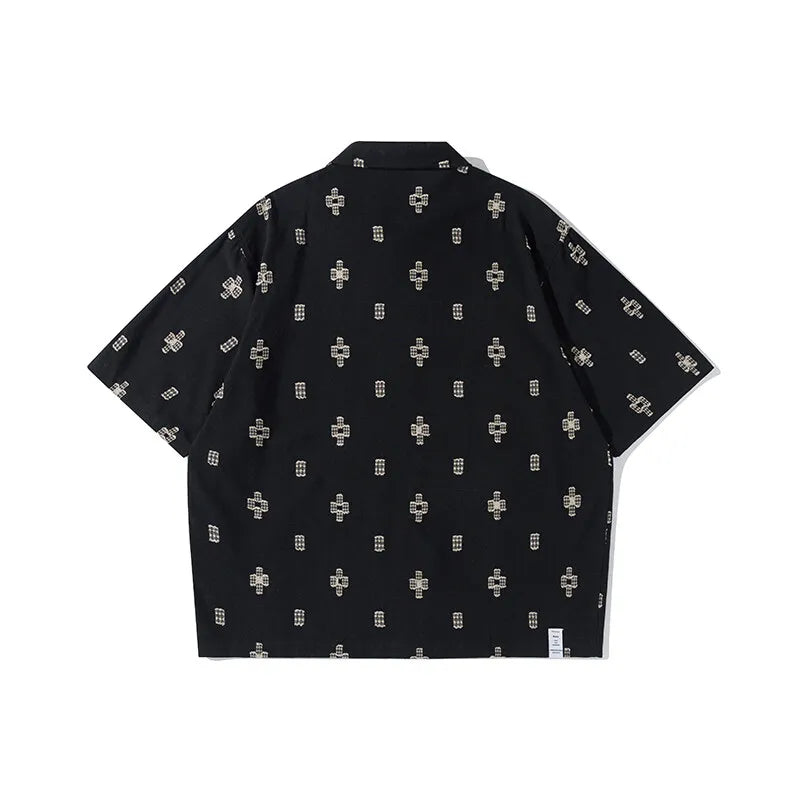 Chemise Japonaise Ample Brodée Noir