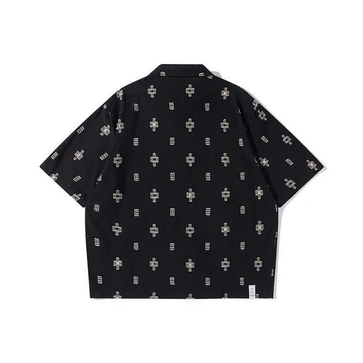 Chemise Japonaise Ample Brodée Noir