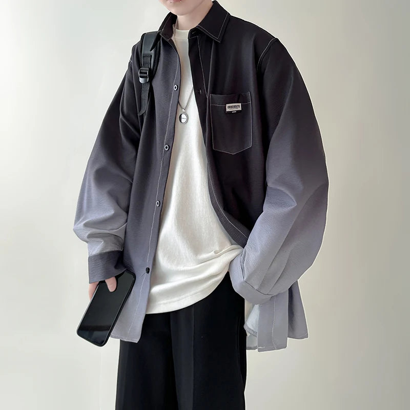 Chemise Japonaise Ample Dégradée Noir