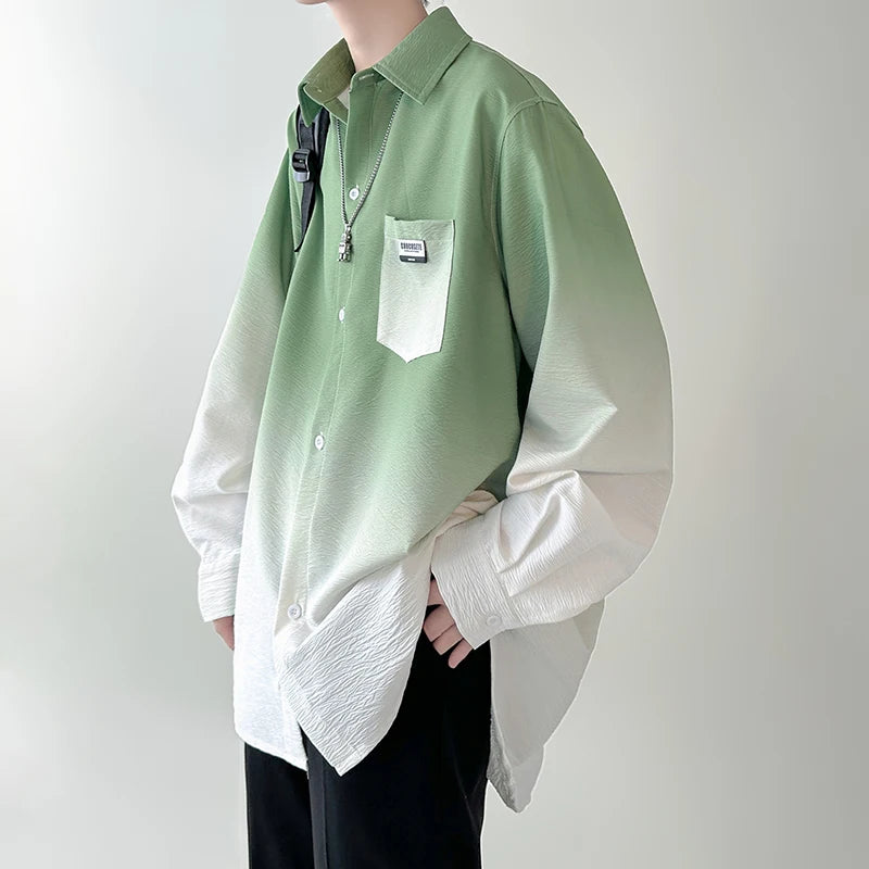 Chemise Japonaise Ample Dégradée Vert