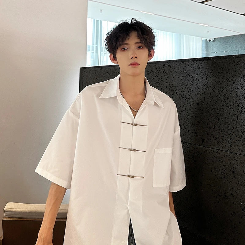 Chemise Japonaise Ample à Manches Courtes Blanc