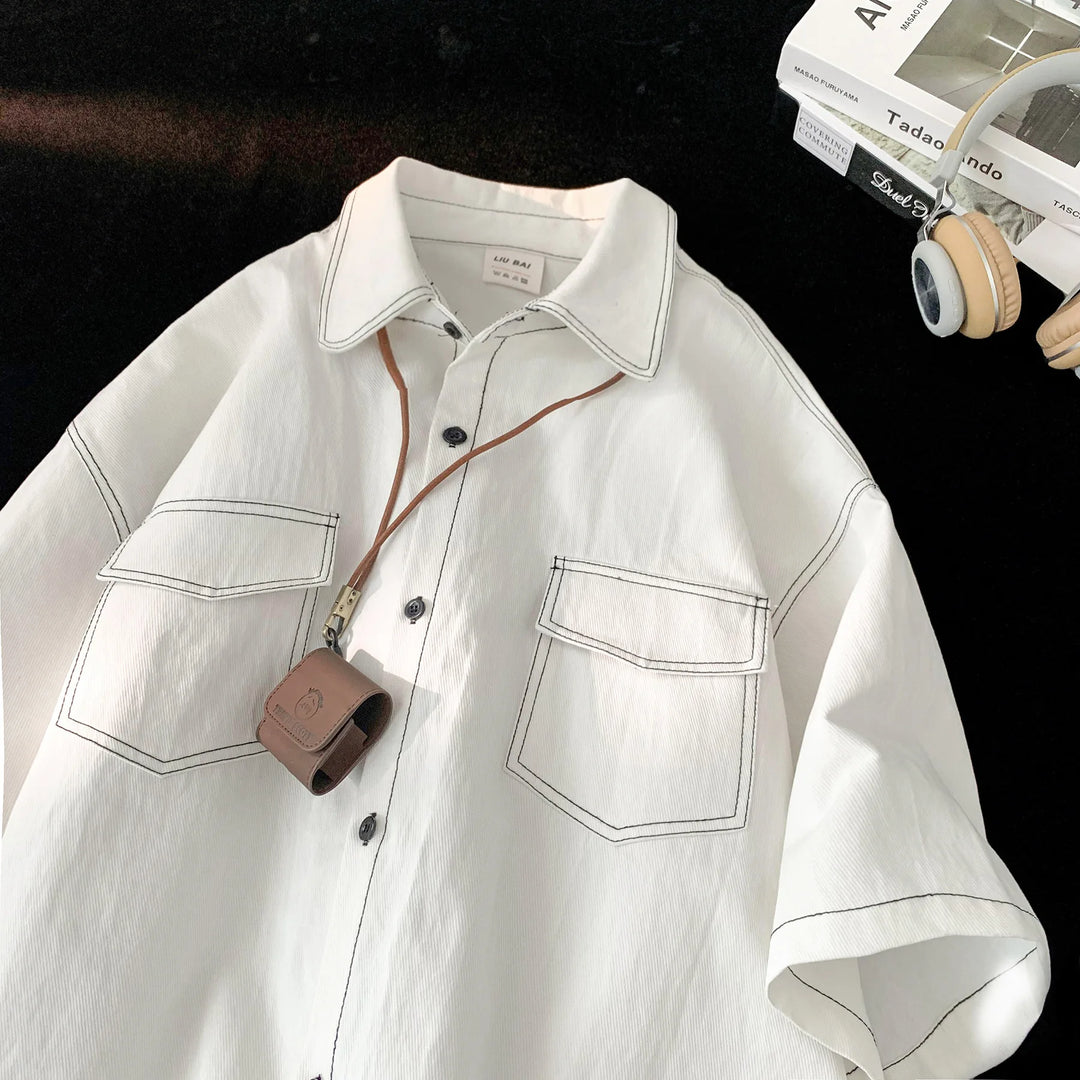 Chemise Japonaise Ample Minimaliste Blanc