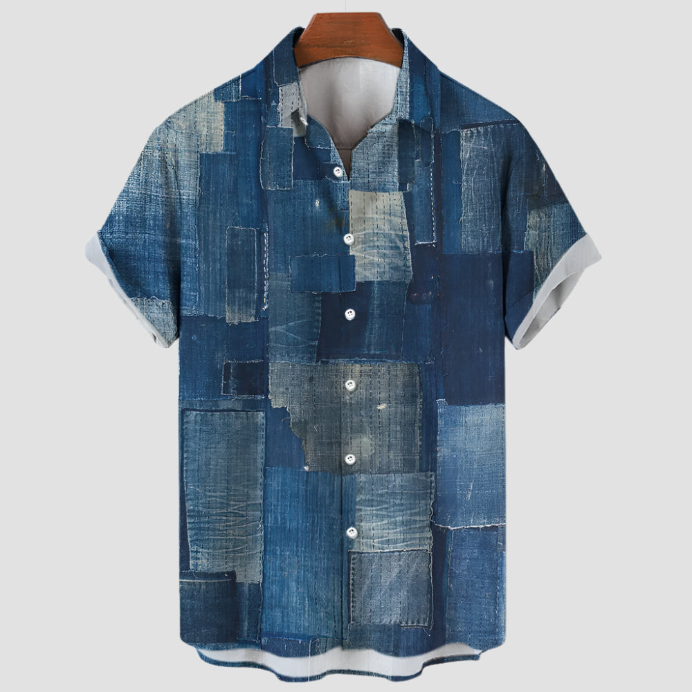 Chemise Japonaise Bleue Patchwork 