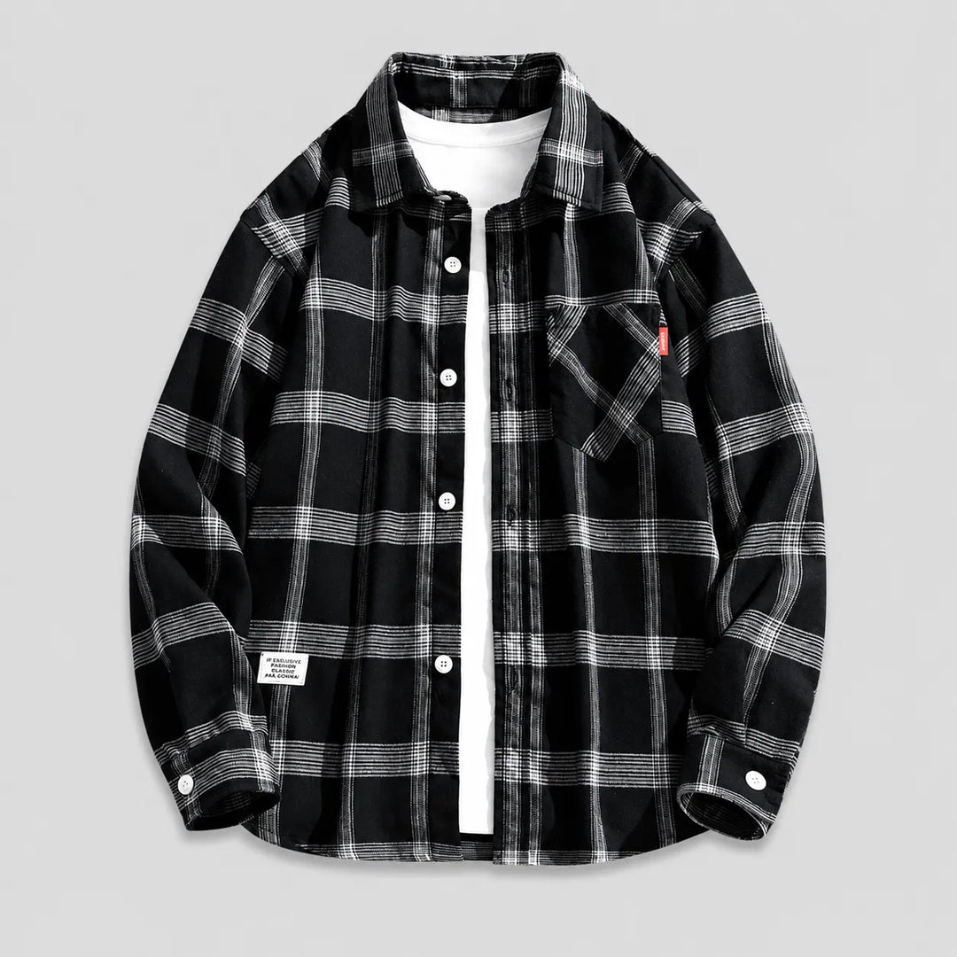 Chemise Japonaise Carreaux à Manches Longues