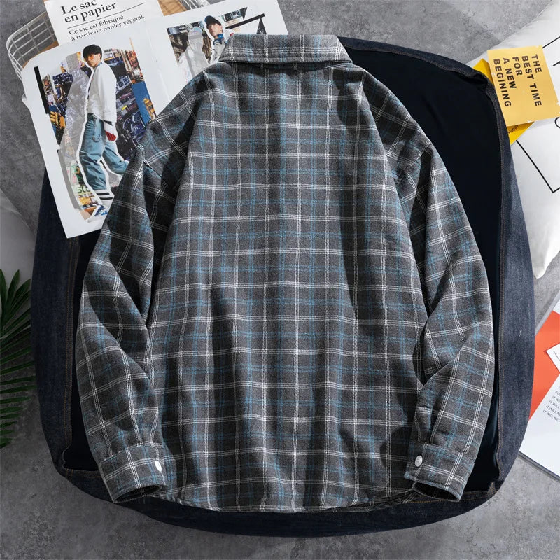 Chemise Japonaise Carreaux à Manches Longues
 Dos gris