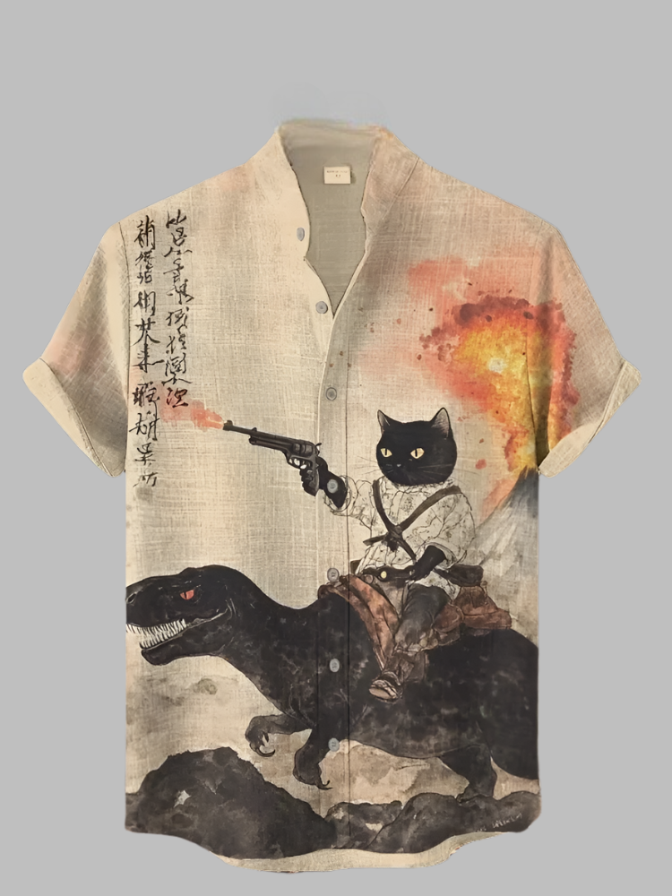 Chemise Japonaise Chat Rétro