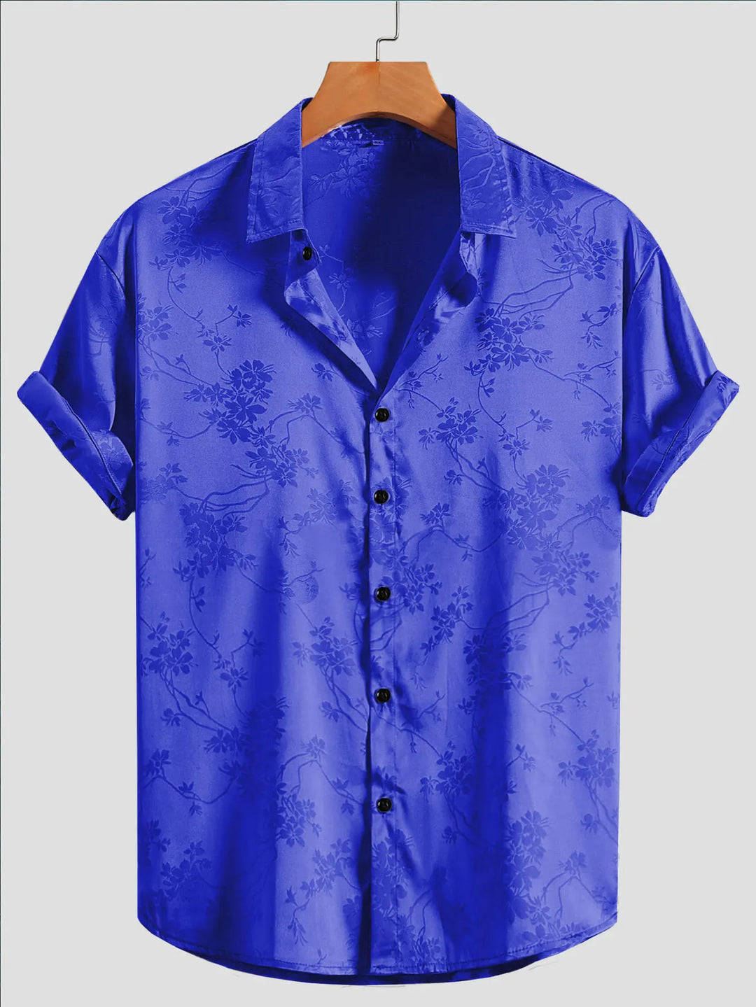 Chemise Japonaise Chic à Fleurs Bleu