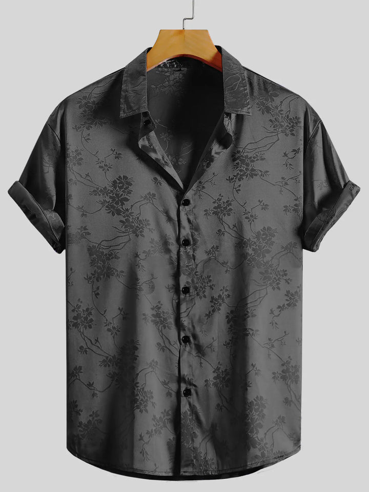Chemise Japonaise Chic à Fleurs Noir