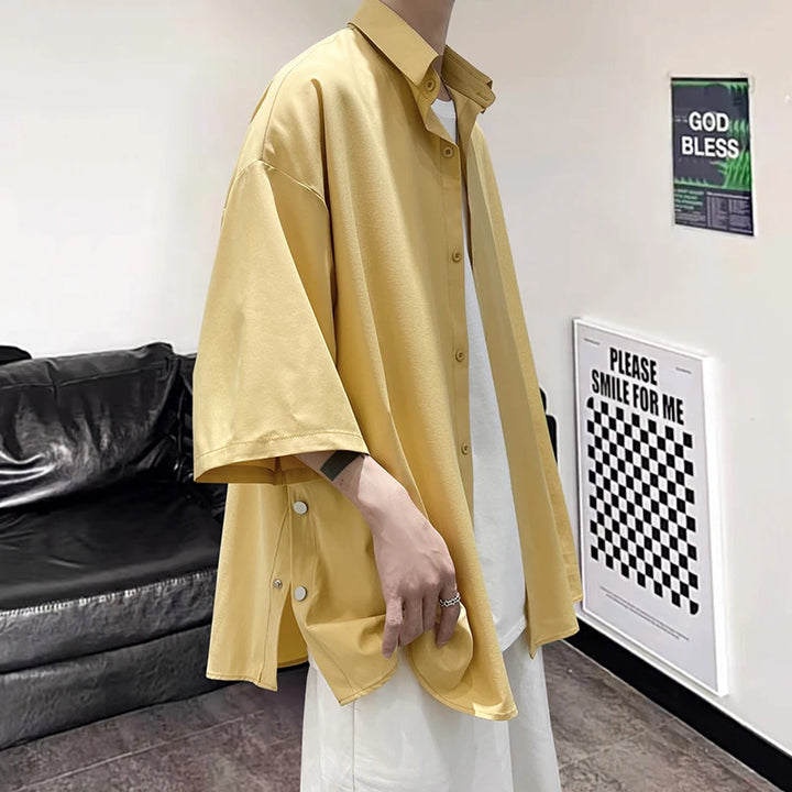 Chemise Japonaise Estivale Boutonnée Jaune