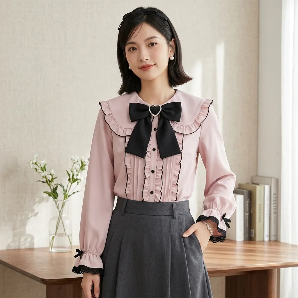 Chemise Japonaise Femme Lolita Rose