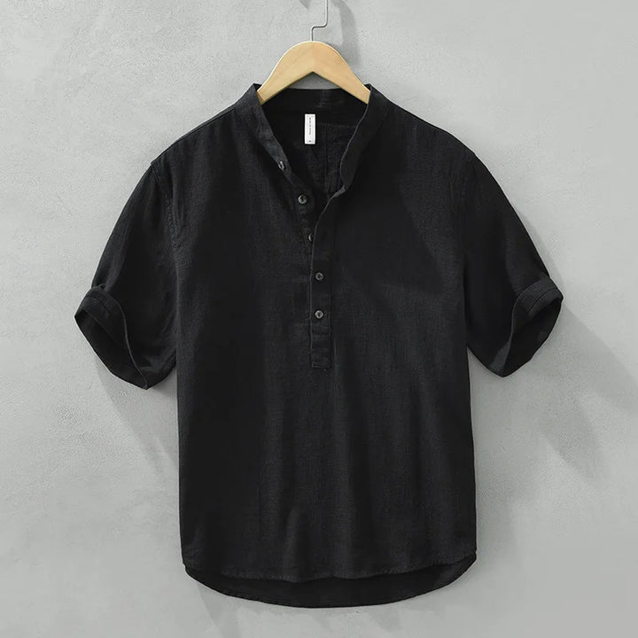 Chemise Japonaise Légère Unie Noir