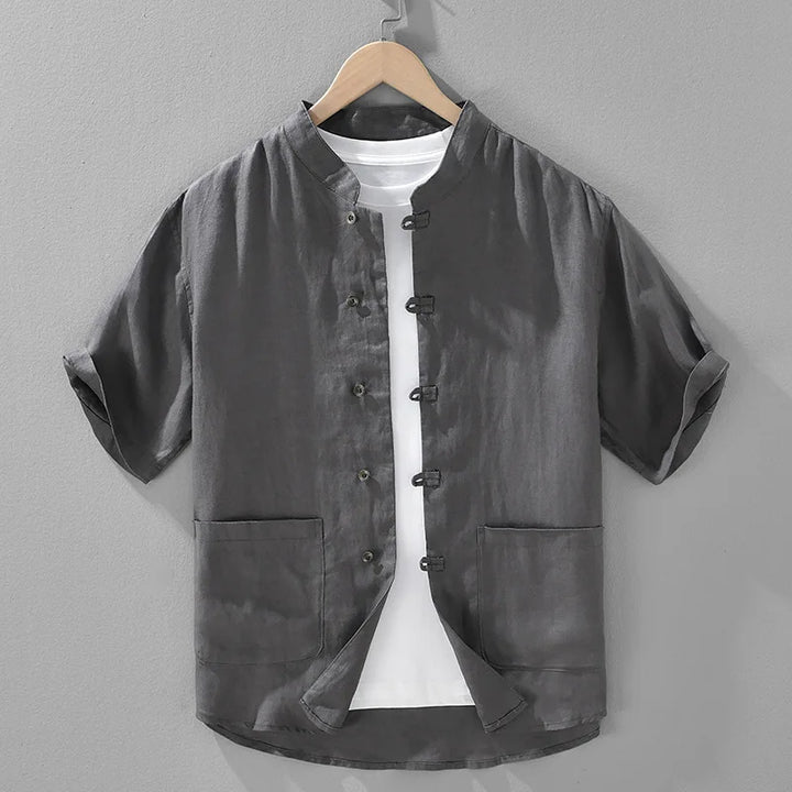 Chemise Japonaise Légère d’Eté en Lin Gris
