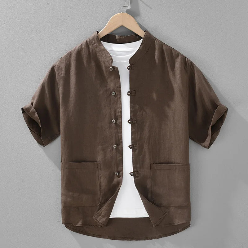 Chemise Japonaise Légère d’Eté en Lin Marron