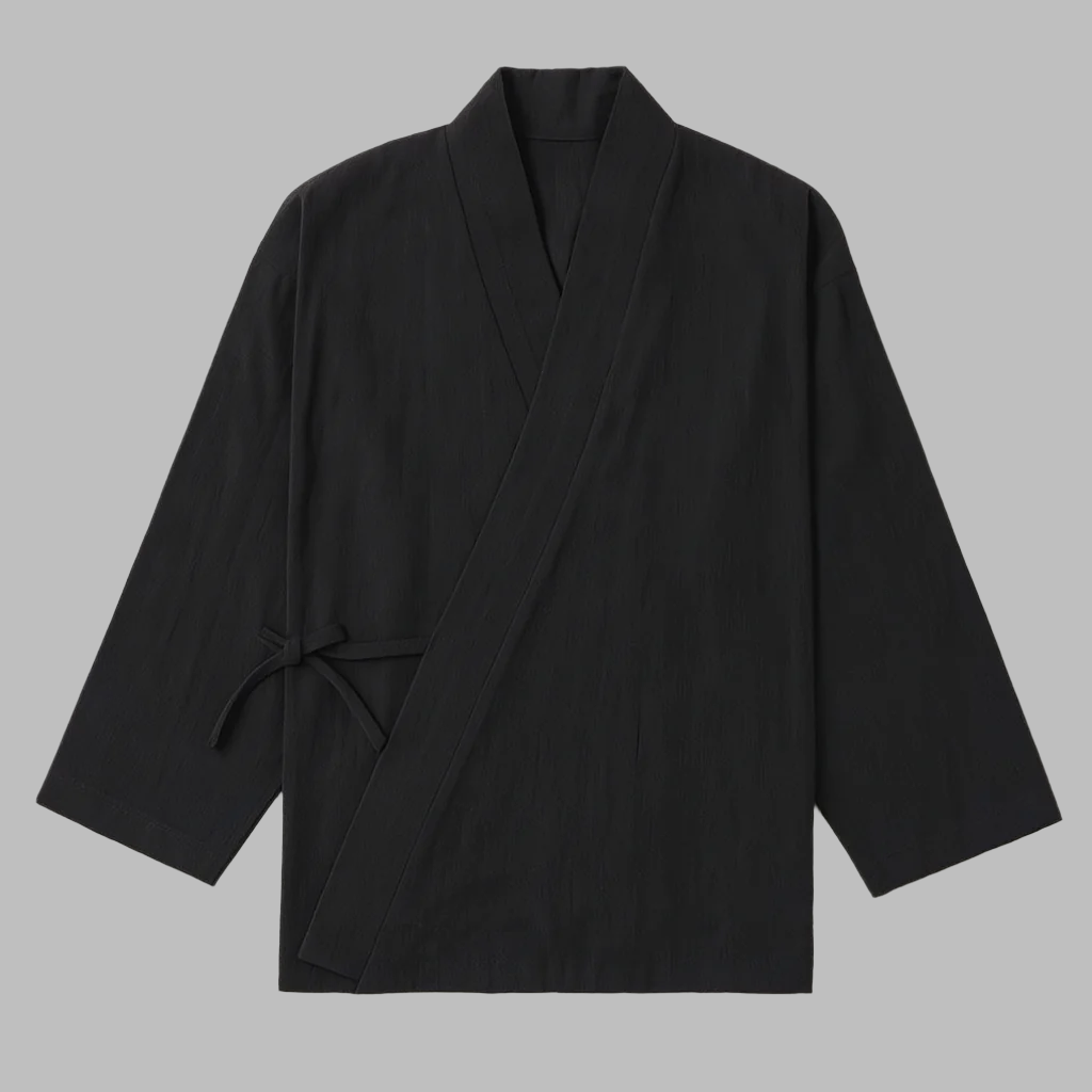 Chemise Japonaise Noire à Lacets