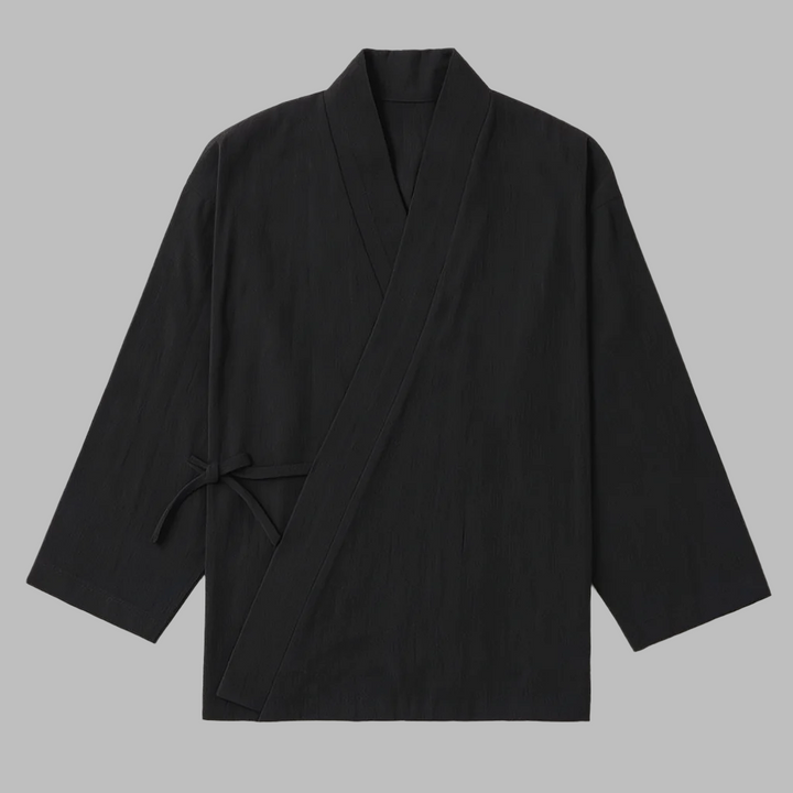Chemise Japonaise Noire à Lacets