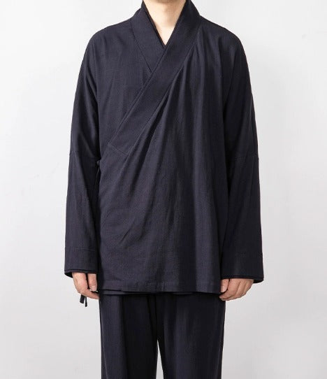 Chemise Japonaise Noire à Lacets Stylé