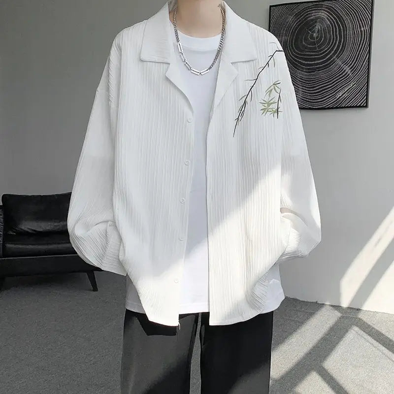 Chemise Japonaise à Plis Bambou Blanc