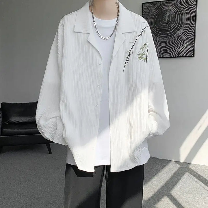 Chemise Japonaise à Plis Bambou Blanc