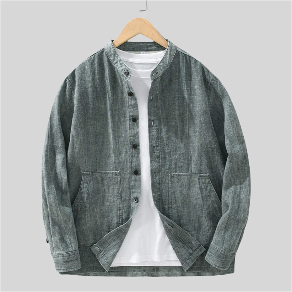 Chemise Japonaise à Poches Design Gris