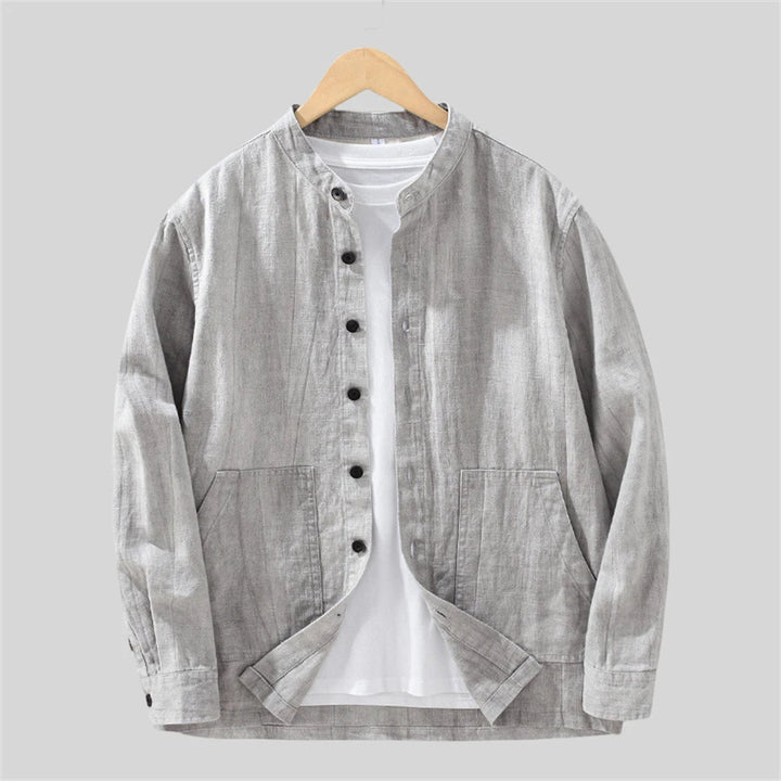 Chemise Japonaise à Poches Design Gris Clair