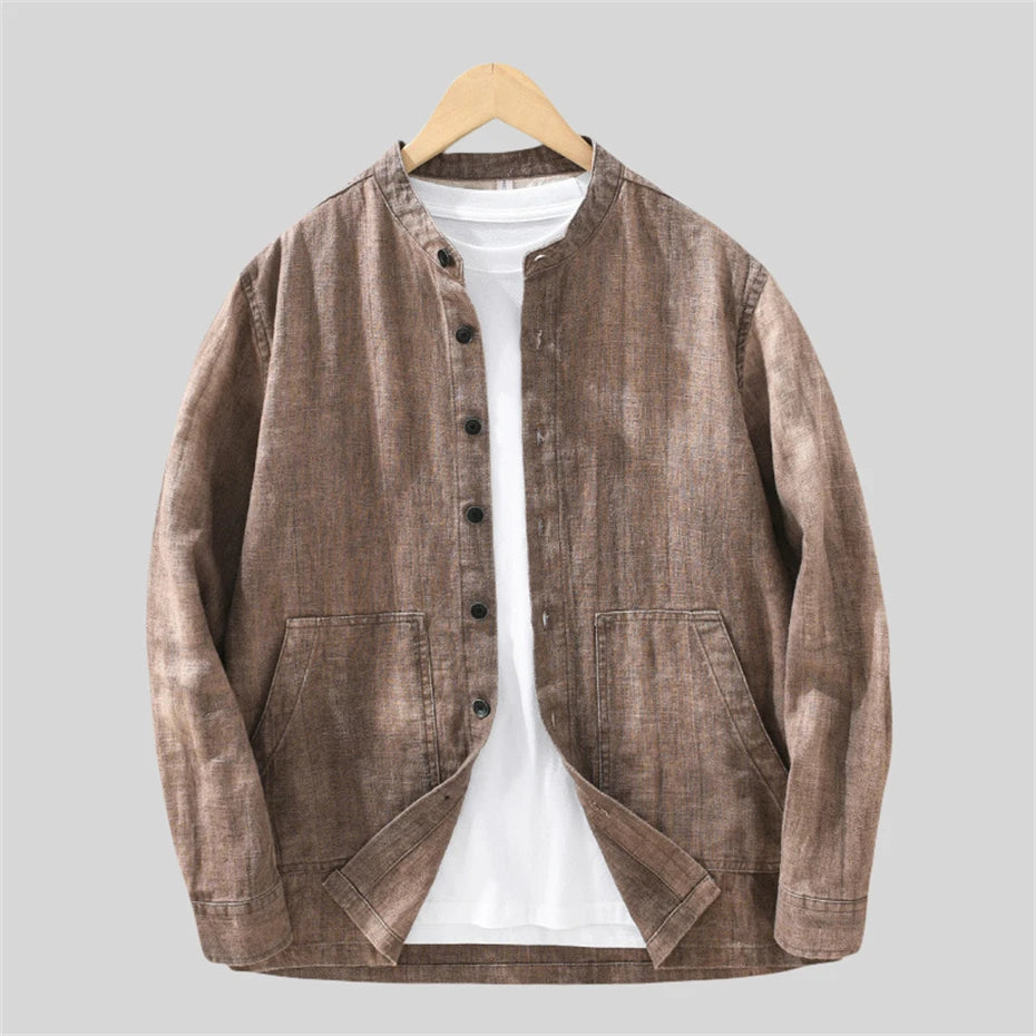Chemise Japonaise à Poches Design Marron