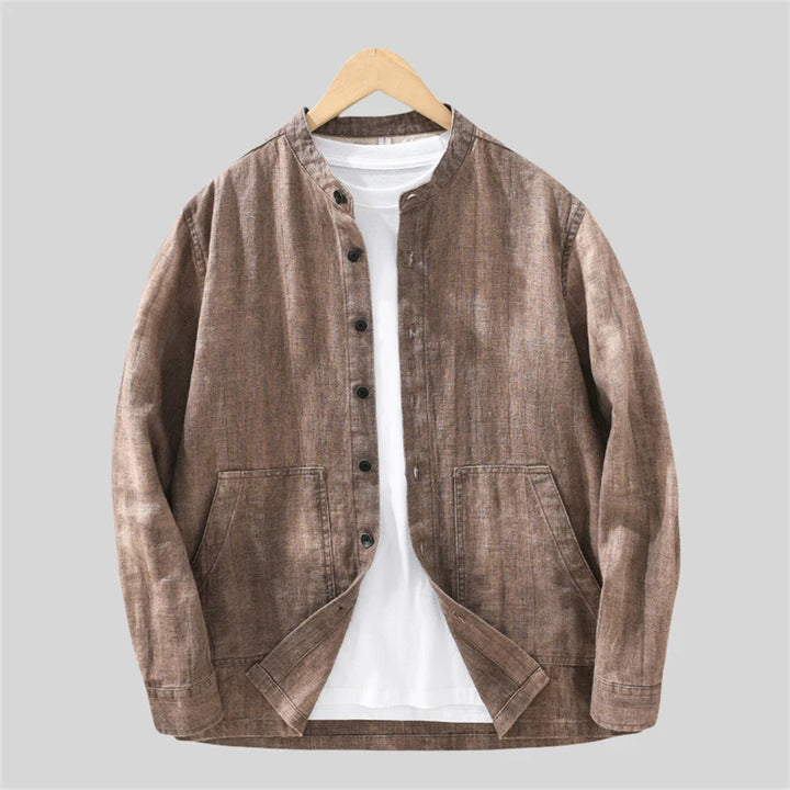 Chemise Japonaise à Poches Design Marron