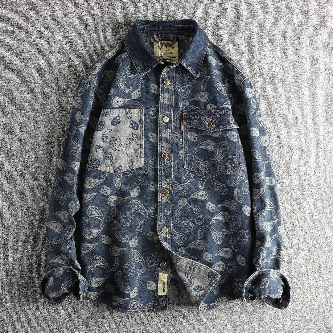 Chemise Japonaise Rétro Design Bleu