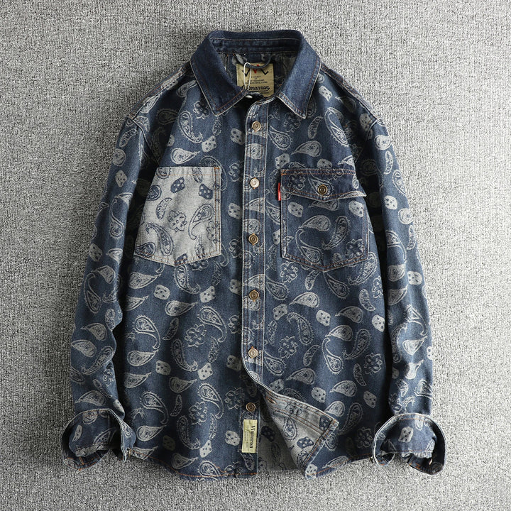 Chemise Japonaise Rétro Design Bleu