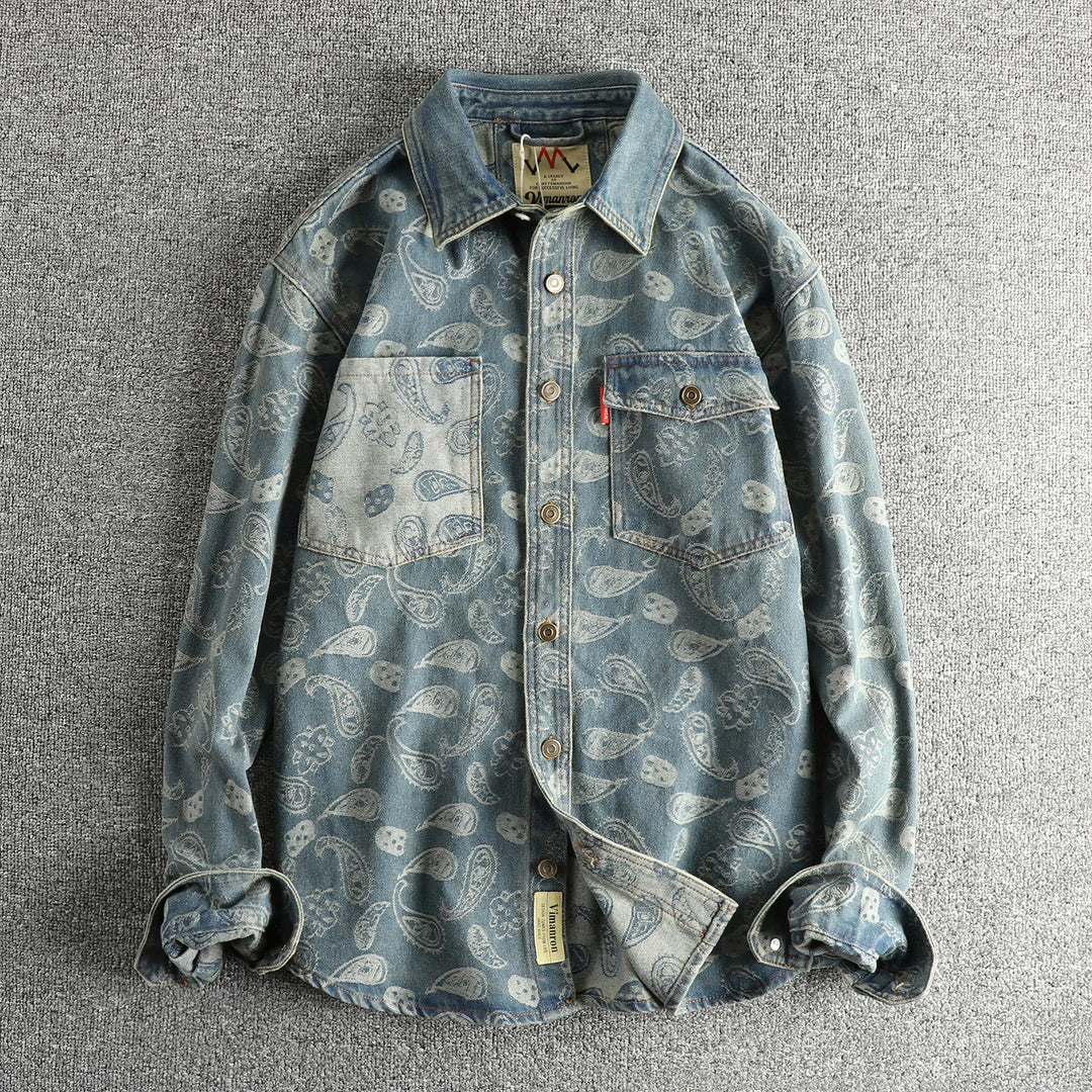 Chemise Japonaise Rétro Design Bleu clair