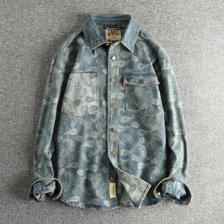 Chemise Japonaise Rétro Design Bleu clair