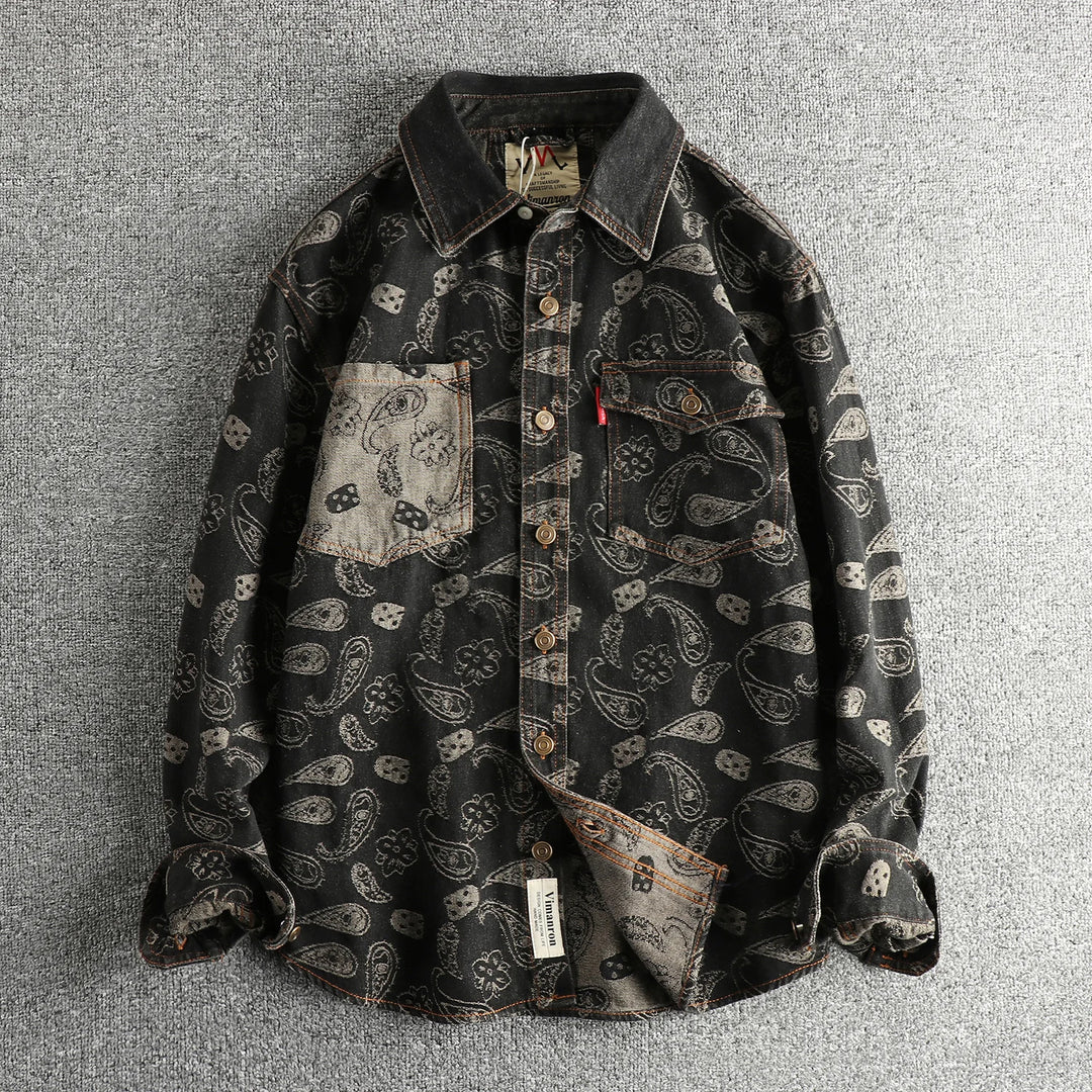 Chemise Japonaise Rétro Design Noir