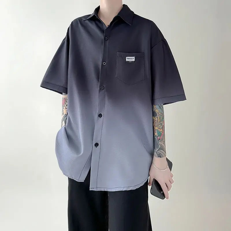 Chemise Japonaise Surdimensionnée Dégradée Noir
