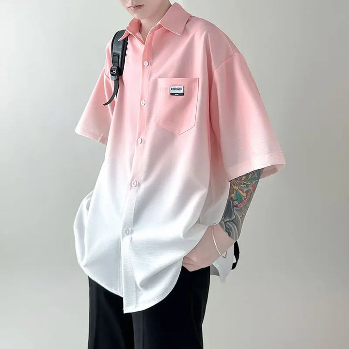 Chemise Japonaise Surdimensionnée Dégradée Rose