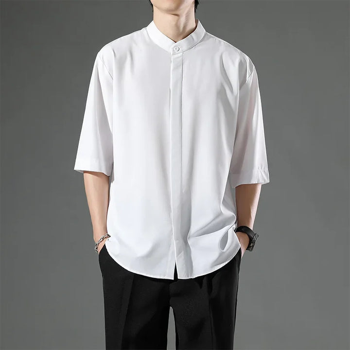 Chemise Japonaise en Coton Minimaliste Blanc