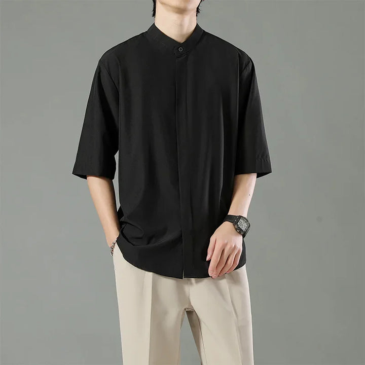 Chemise Japonaise en Coton Minimaliste Noir
