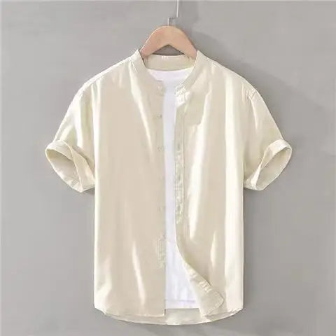 Chemise à Manches Courtes Style Japonais Beige