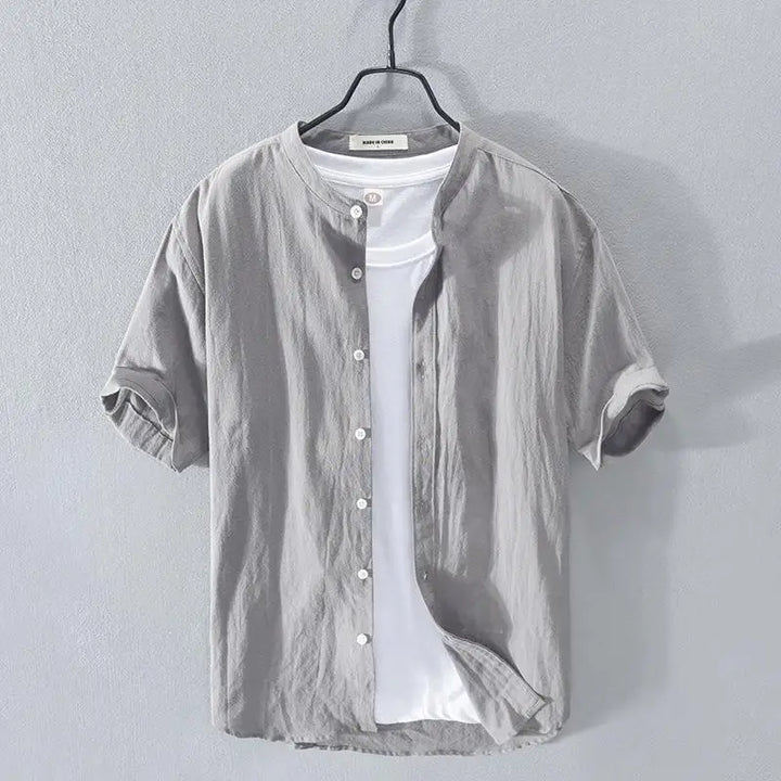 Chemise à Manches Courtes Style Japonais Gris
