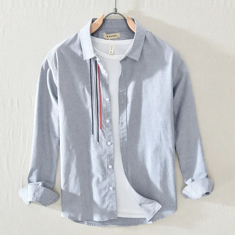 Chemise Style Japonais en Coton Gris